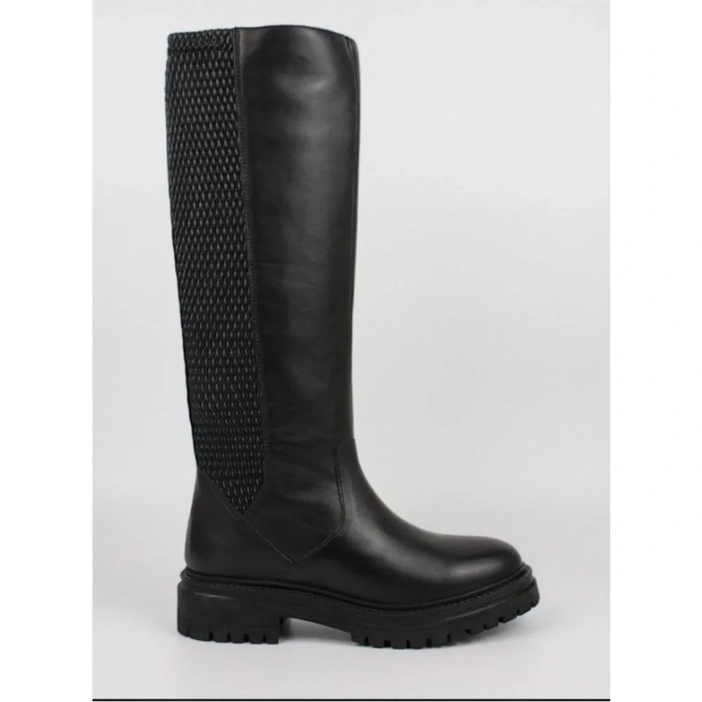 Geox Iridea Black Leather Lug Sole Boots Size 37 Women’s Designer Comfort - Picture 4 of 9